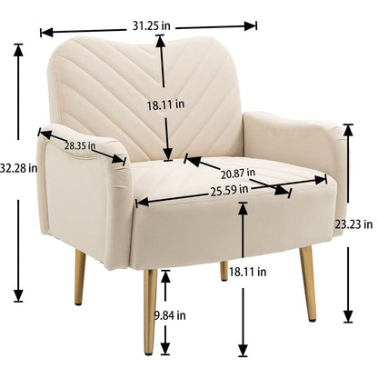 Velvet Chair, Accent chair/ Living room lesiure chair with metal feet