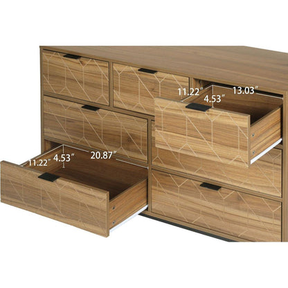Modern 7 Drawer Dresser Wood Cabinet (Walnut)
