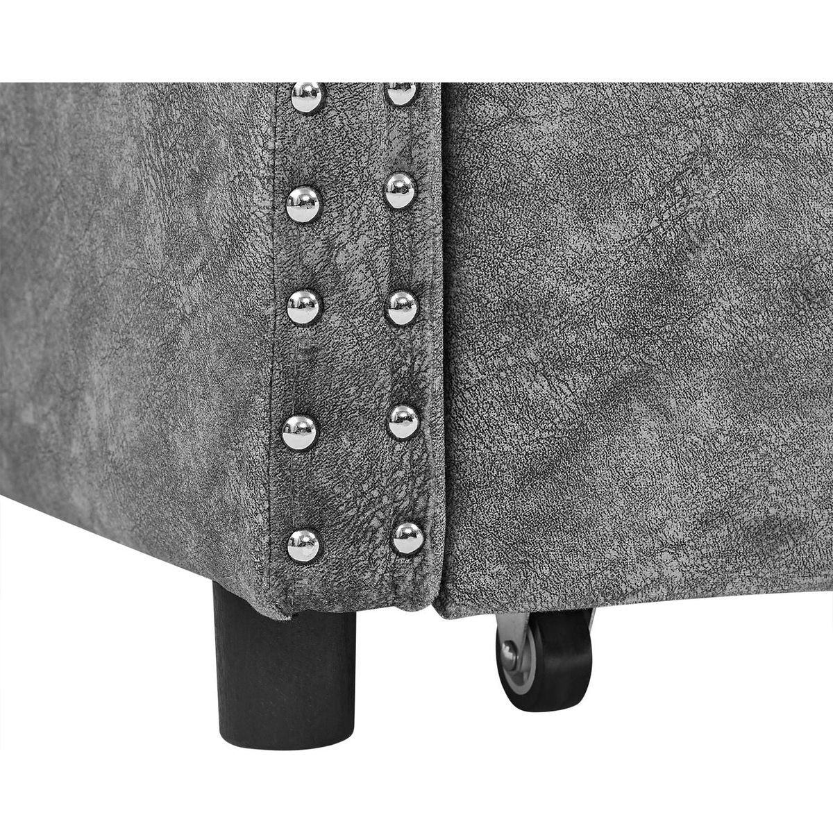 Twin Size Daybed with Drawers Upholstered Tufted Sofa Bed, with Button on Back and Copper Nail on Waved Shape Armsrey1.5"41"30.5"