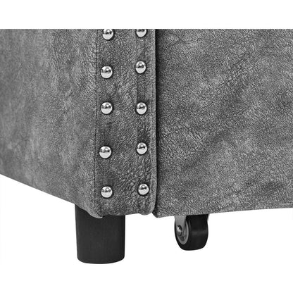 Twin Size Daybed with Drawers Upholstered Tufted Sofa Bed, with Button on Back and Copper Nail on Waved Shape Armsrey1.5"41"30.5"