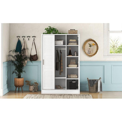 3-Door Shutter Wardrobe with shelves, White