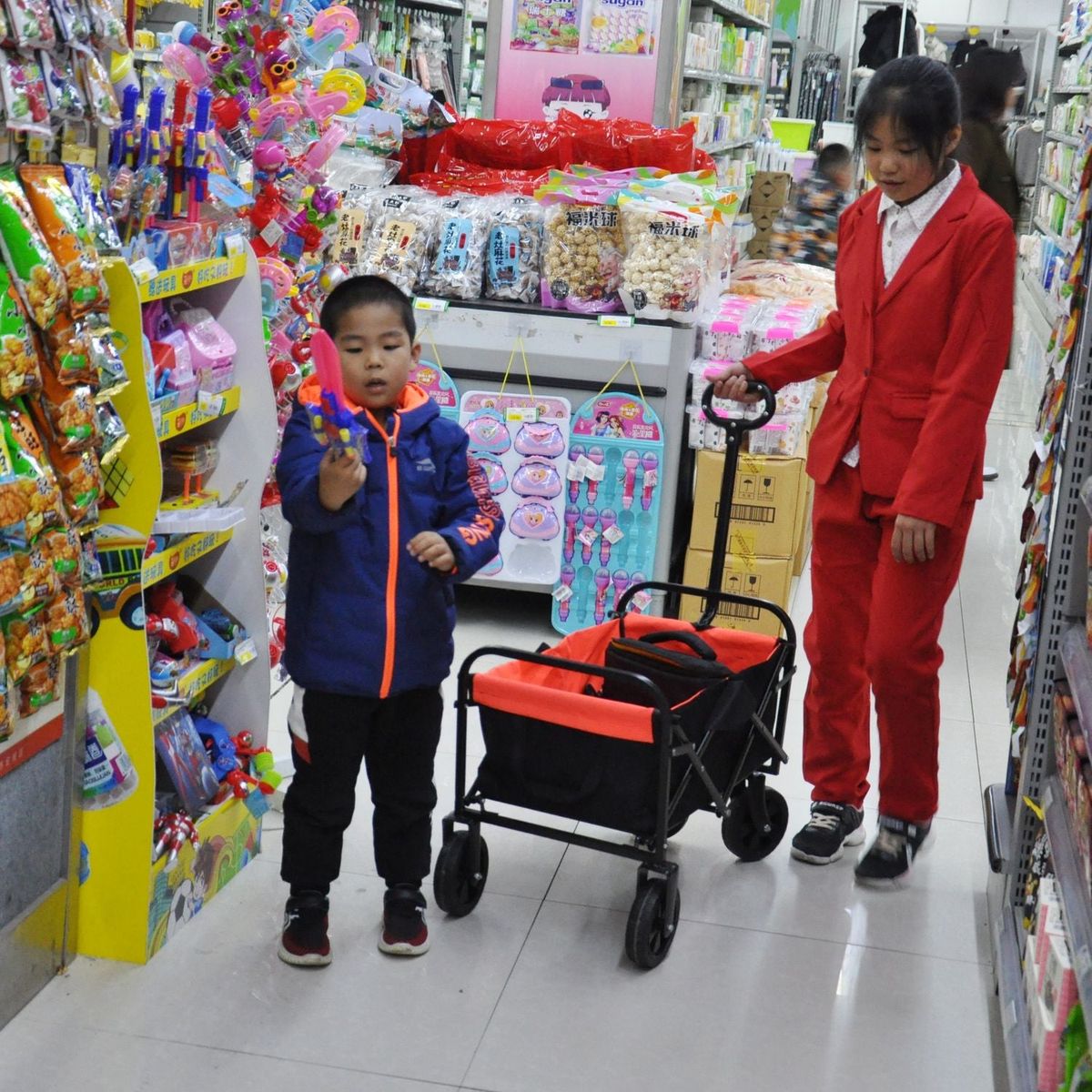 Folding Wagon Garden Shopping Beach Cart black+yellow
