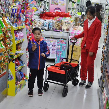 Folding Wagon Garden Shopping Beach Cart black+yellow