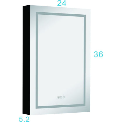 LED Lighted Bathroom Medicine Cabinet with Mirror, Surface Lighted Medicine Cabinet, Dimmable, Adjustable Shelves, Intelligent Switch Medicine Cabinet, Aluminum Frame, Left opening door