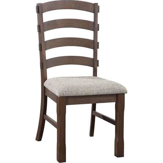 Pascaline Side Chair (Set-2), Gray Fabric, Rustic Brown & Oak Finish