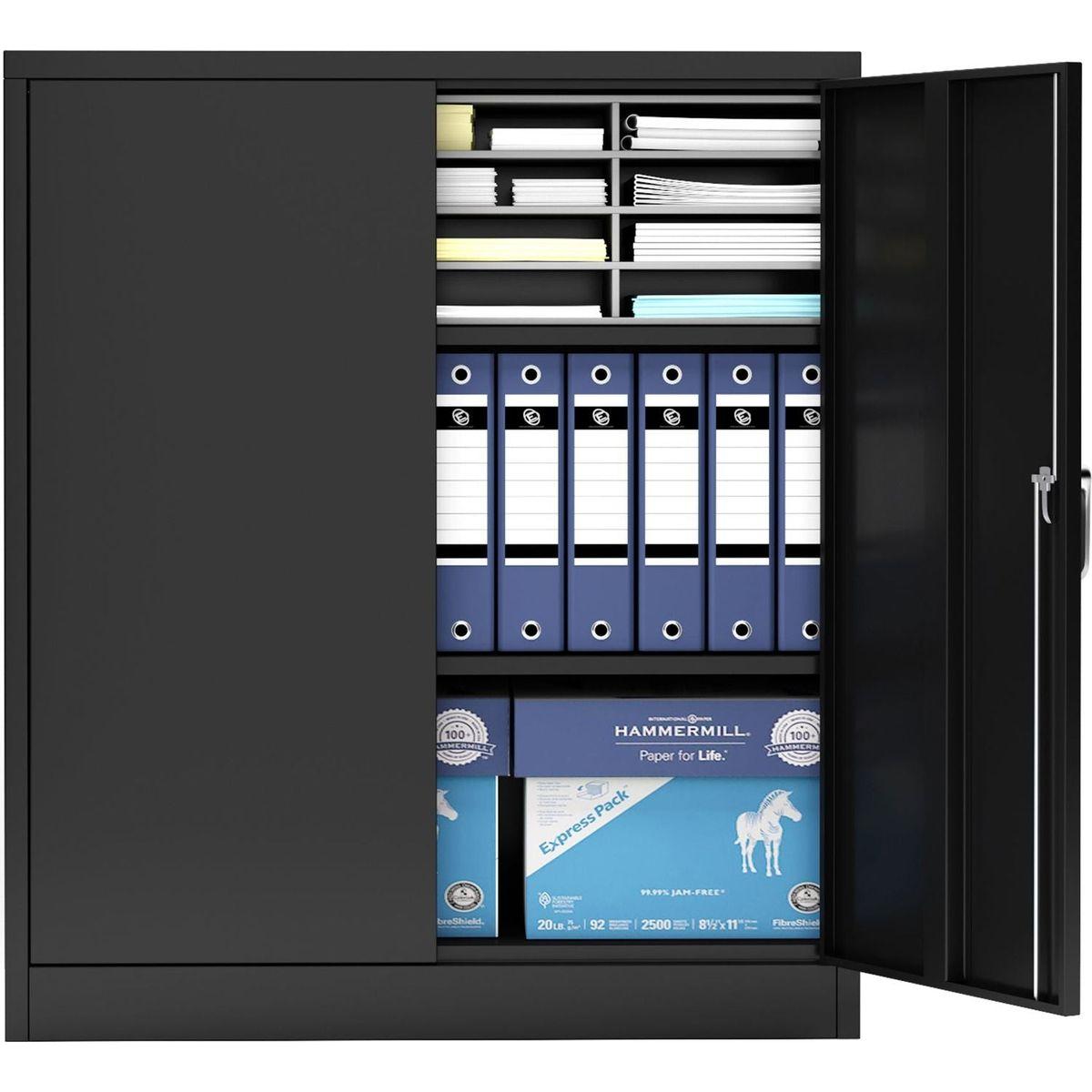 Metal Storage Cabinet with 2 Doors and 2 Shelves, Lockable Steel Storage Cabinet for Office, Garage, Warehouse - Streamdale Furniture
