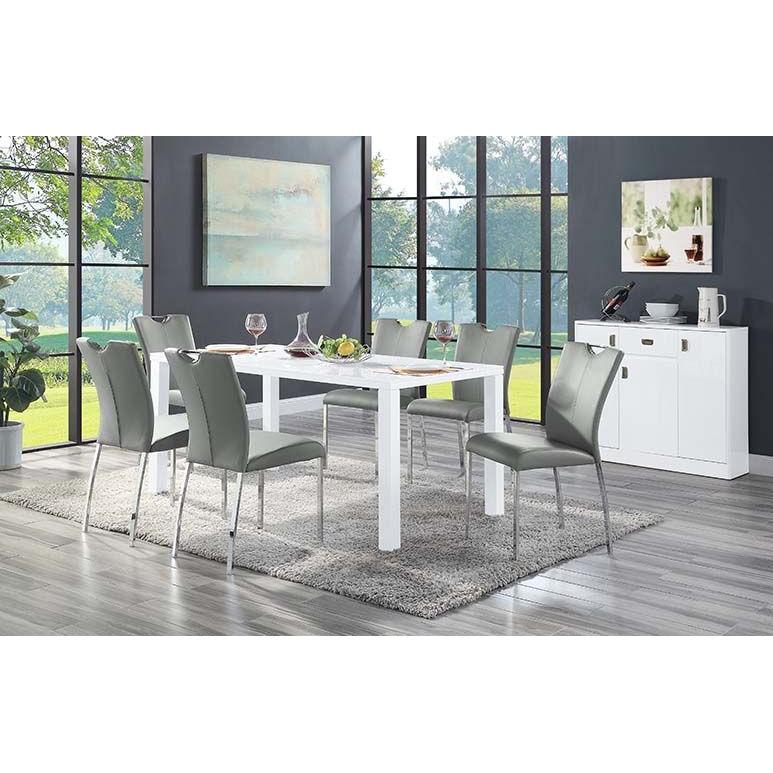 Pagan Side Chair (Set-2) in Gray PU & Chrome Finish