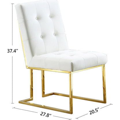 Modern Velvet Dining Chair Set of 2, Tufted Design and Gold Finish Stainless Base