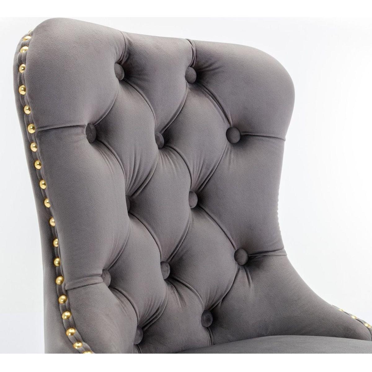 Thick Golden Swivel Velvet Barstools Adjusatble Seat Height from 25-33 Inch, Modern Upholstered Bar Stools with Backs Comfortable Tufted for Home Pub and Kitchen Island (Gray, Set of 2)