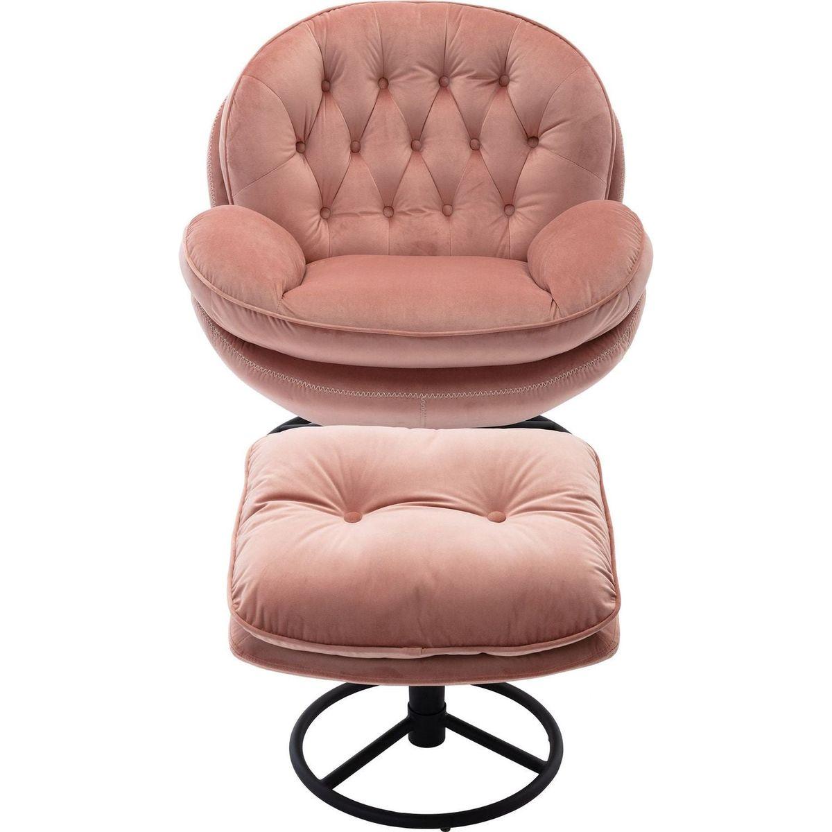 Accent chair TV Chair Living room Chair Pink sofa with Ottoman