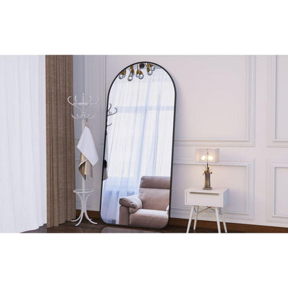 Arch Full Length Mirror 71"x32" Big Full Body Mirror for Bedroom Oversized Floor Mirror Large Standing Mirror Living Room Dressing Mirror Leaning Against Wall, Aluminum Frame, Black