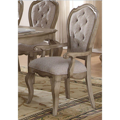 Chelmsford Arm Chair (Set-2) in Beige Fabric & Antique Taupe