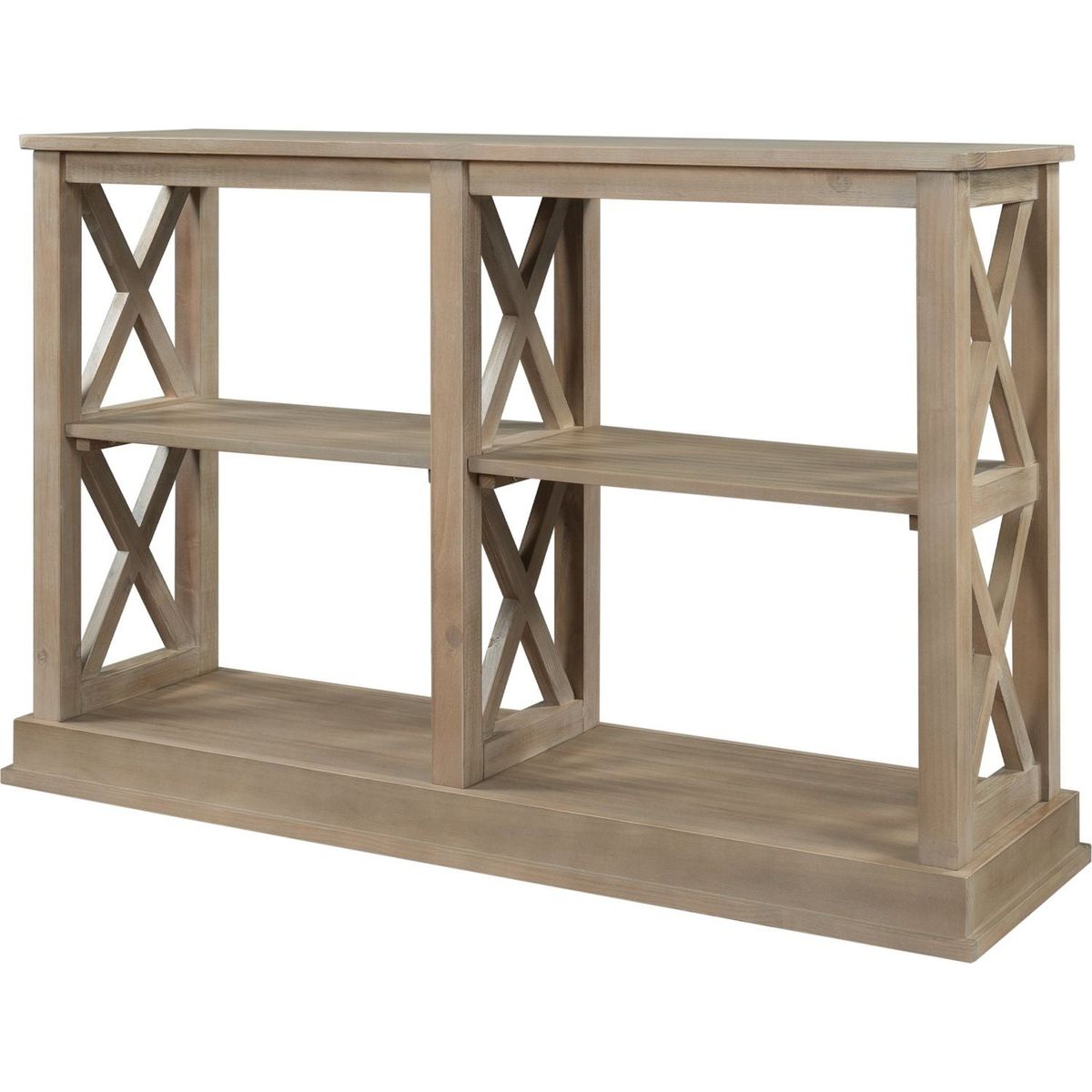 Console Table with 3-Tier Open Storage Spaces and " X"