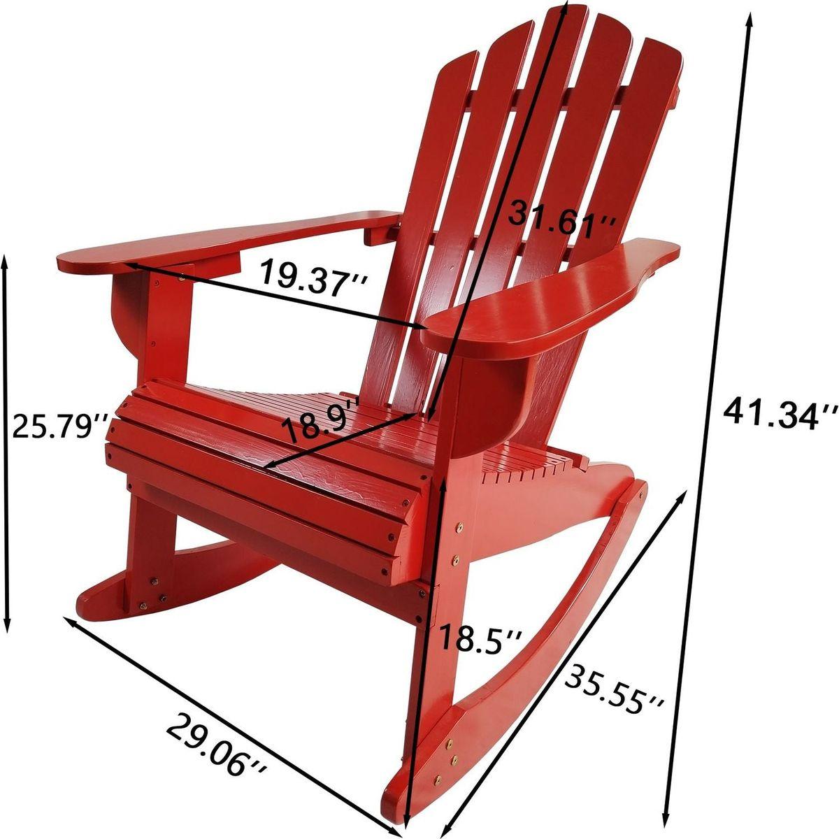 Reclining Wooden Outdoor Rocking Adirondack chair, Red