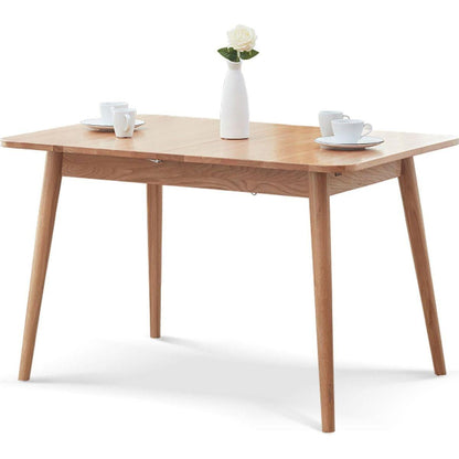 Natural solid oak round corner diagonal leg telescopic table 1.2-1.6m, for 6-8 people to meet Dining table wood (light color)