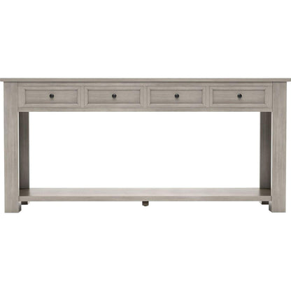 Console Table/Sofa Table with Storage Drawers and Bottom Shelf for Entryway Hallway (Gray Wash)