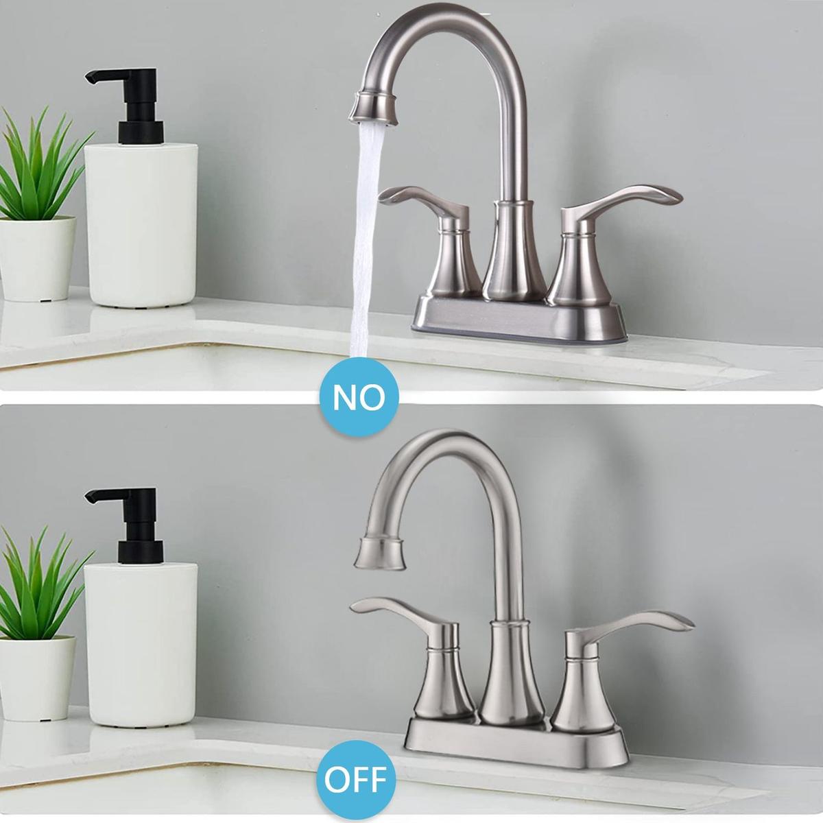 4 inches Centerset Bathroom Faucet 360" Swivel Spout, with Pop Up Drain - Brushed Nickel