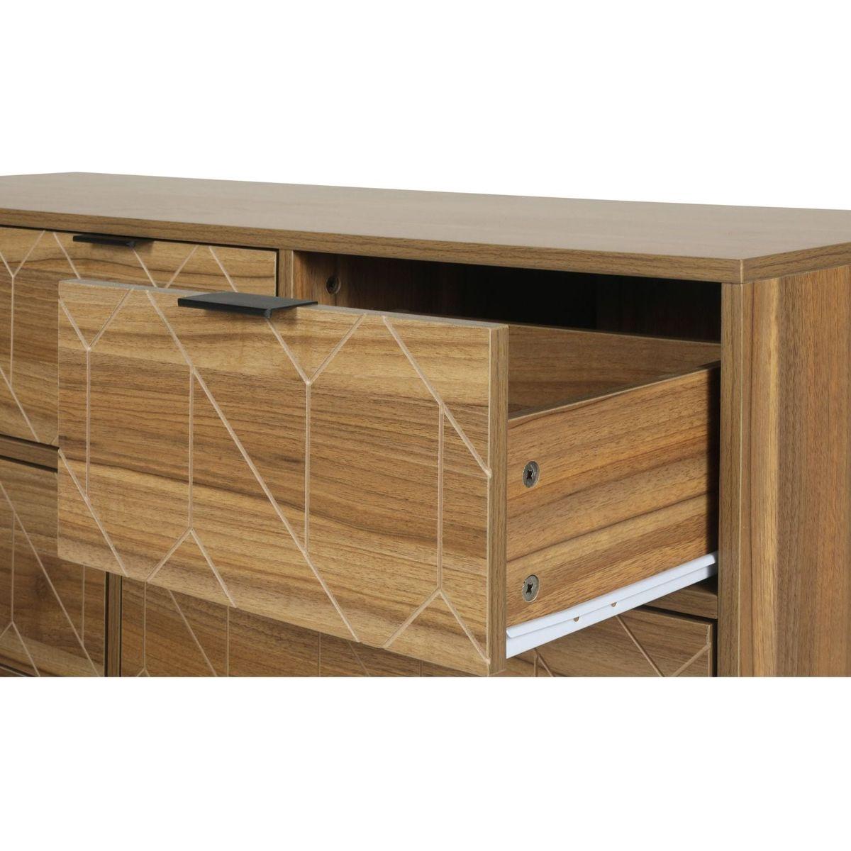 Modern 7 Drawer Dresser Wood Cabinet (Walnut)