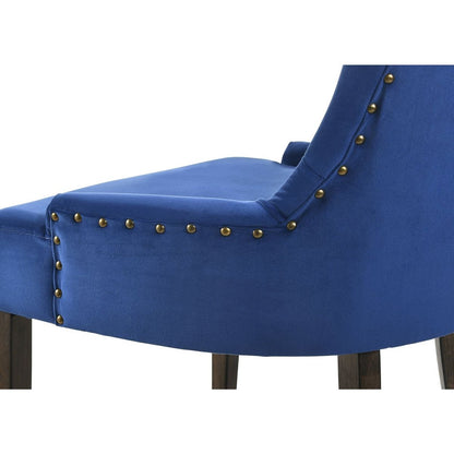 Farren Side Chair, Blue Velvet & Espresso Finish