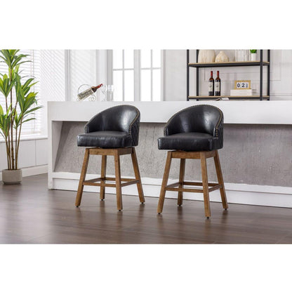 Bar Stools Set of 2 Counter Height Chairs with Footrest for Kitchen, Dining Room And 360 Degree Swivel