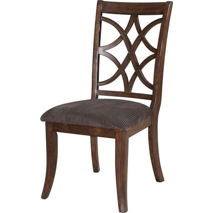 Keenan Side Chair (Set-2) in Brown Microfiber & Dark Walnut