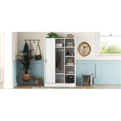 3-Door Shutter Wardrobe with shelves, White