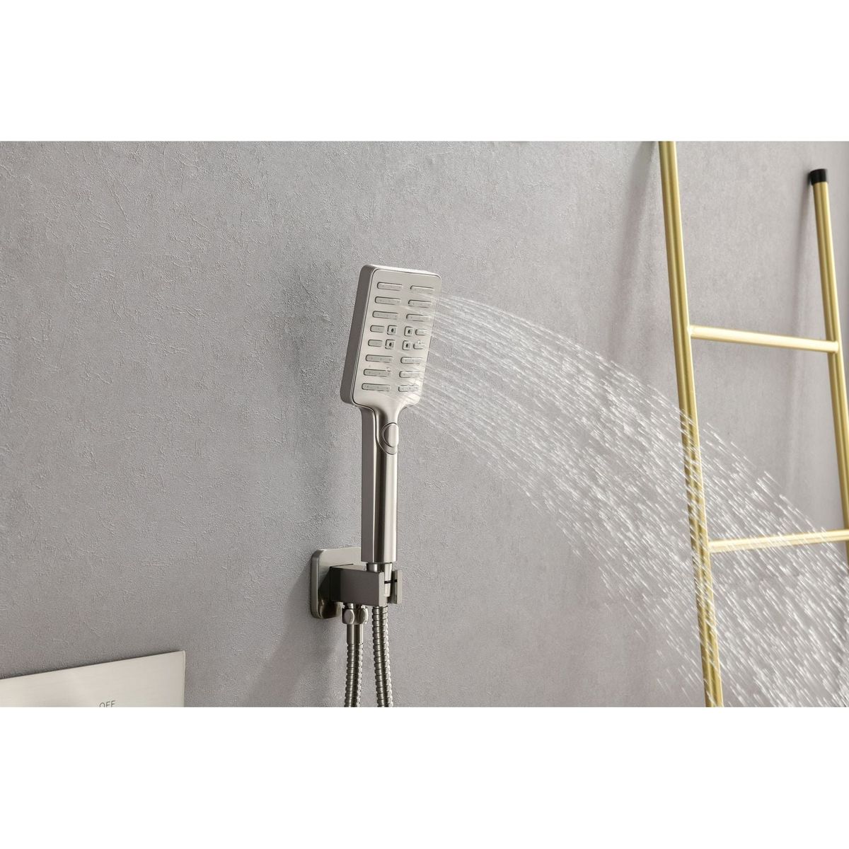 Wall Mounted Waterfall Rain Shower System With 3 Body Sprays & Handheld Shower