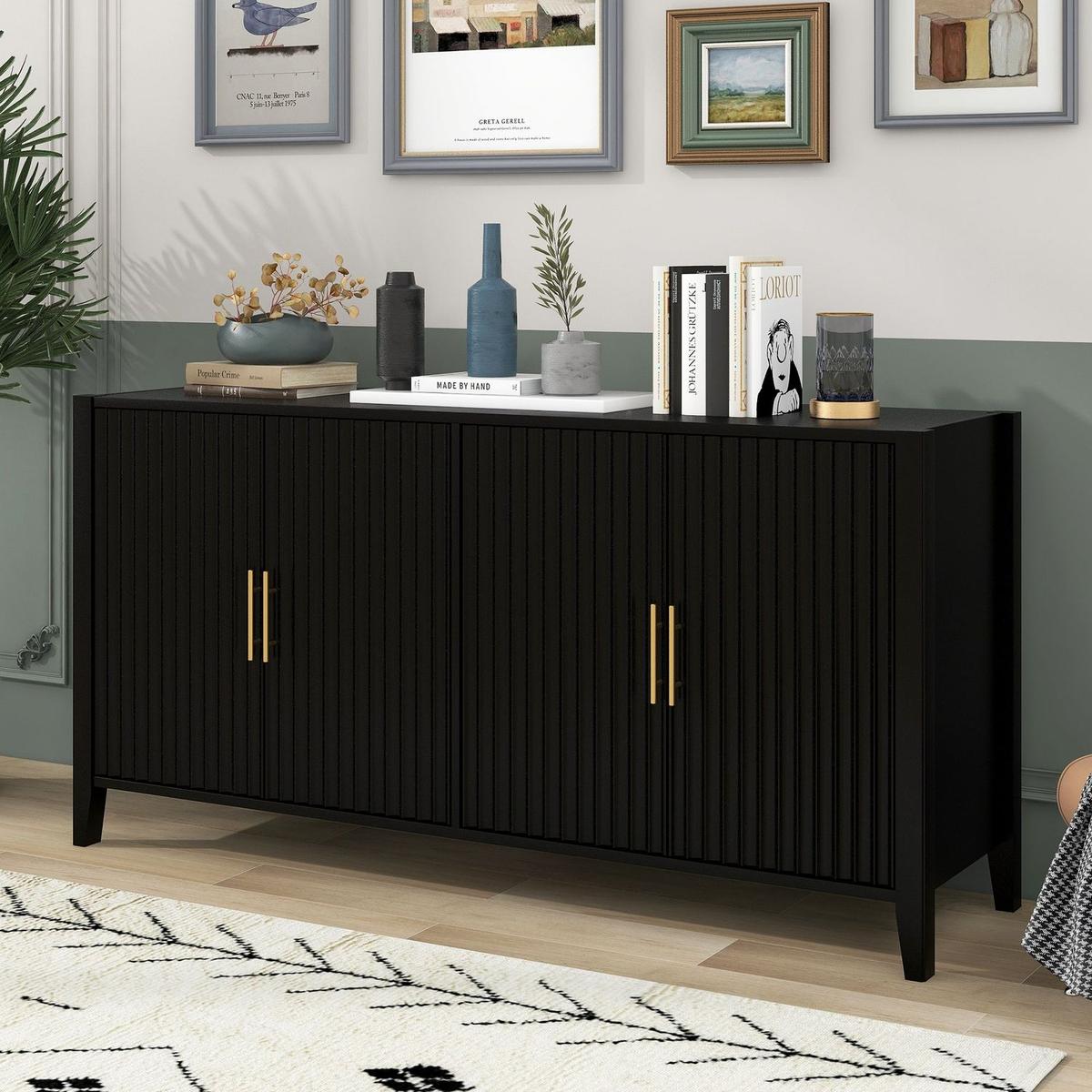 Accent Storage Cabinet Sideboard Wooden Cabinet with Metal Handles for Hallway, Entryway, Living Room, Bedroom