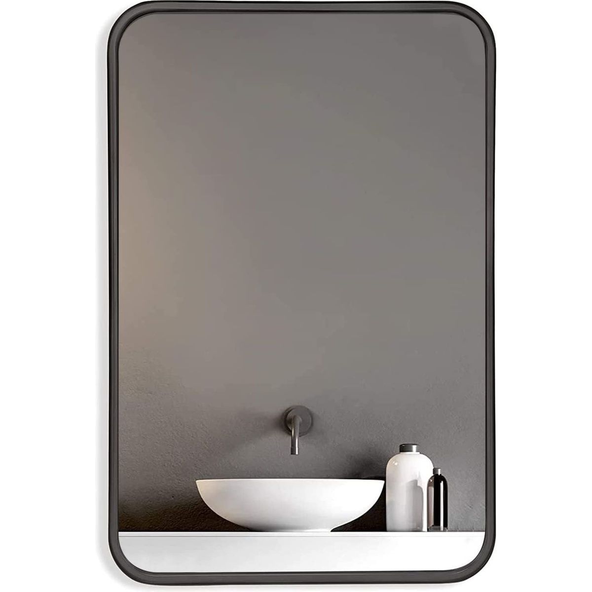 Black 22 "x30" Metal Rectangular Bathroom Wall Mirror