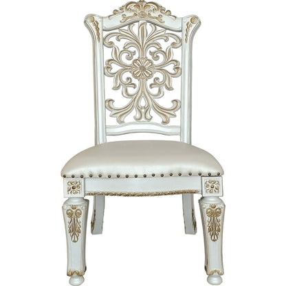 Vendom Side Chair (Set-2), PU & Antique Pearl Finish