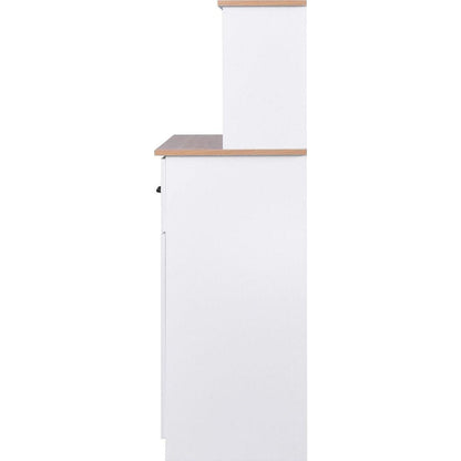 Wooden Kitchen Cabinet White Pantry Storage Microwave Cabinet with Storage Drawer