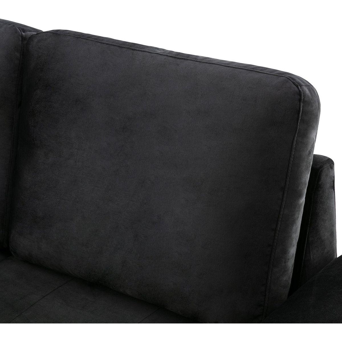 Sleeper Sectional Sofa, L-Shape Corner Couch Sofa-Bed with Storage Ottoman & Hidden Arm Storage & USB Charge for Living Room Apartment, Black