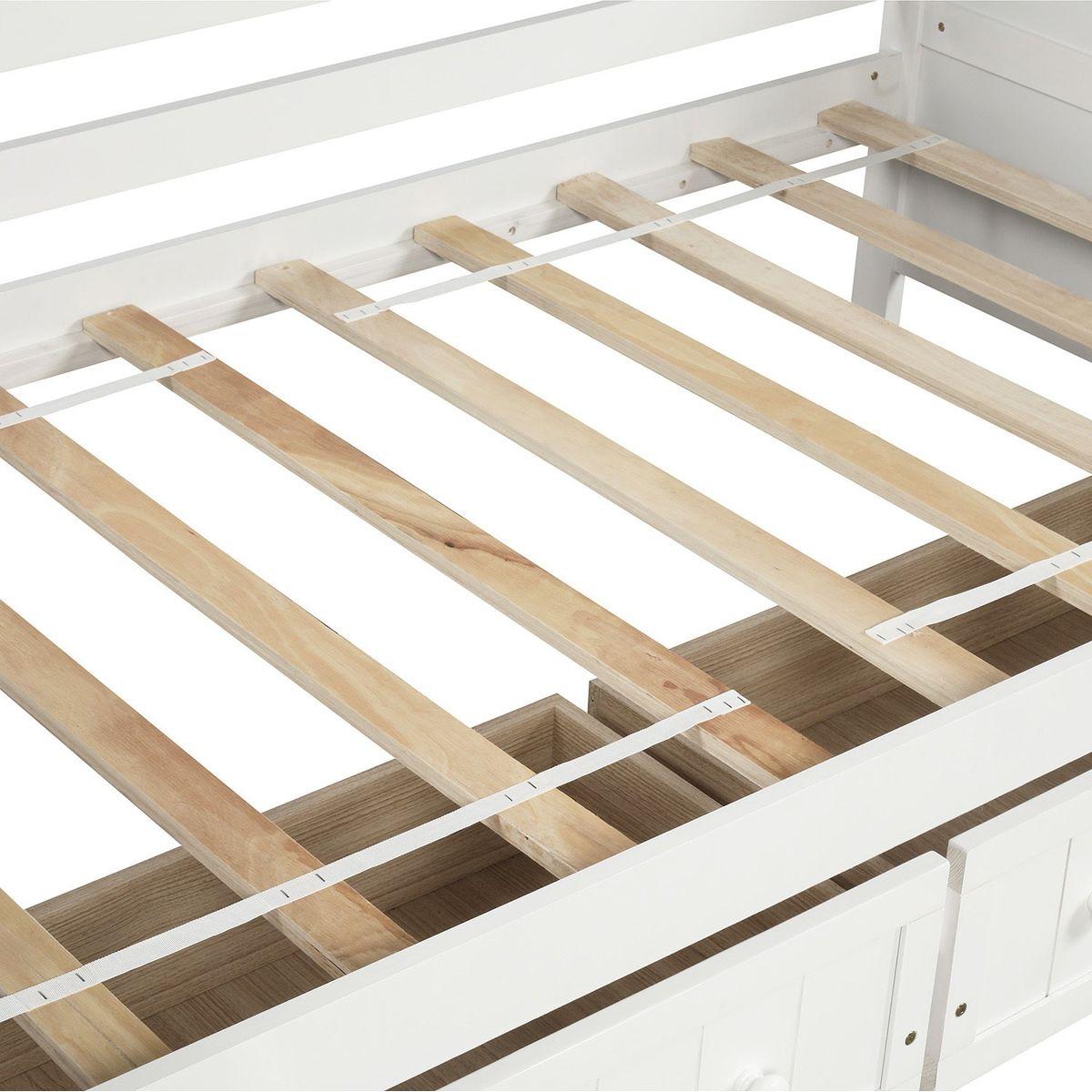 Twin Wooden Daybed with 2 drawers, Sofa Bed for Bedroom Living Room, No Box Spring Needed, White