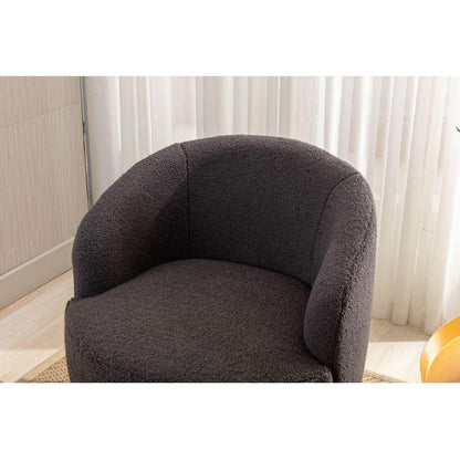 Teddy Fabric Swivel Accent Armchair Barrel Chair With Black Powder Coating Metal Ring,Dark Gray