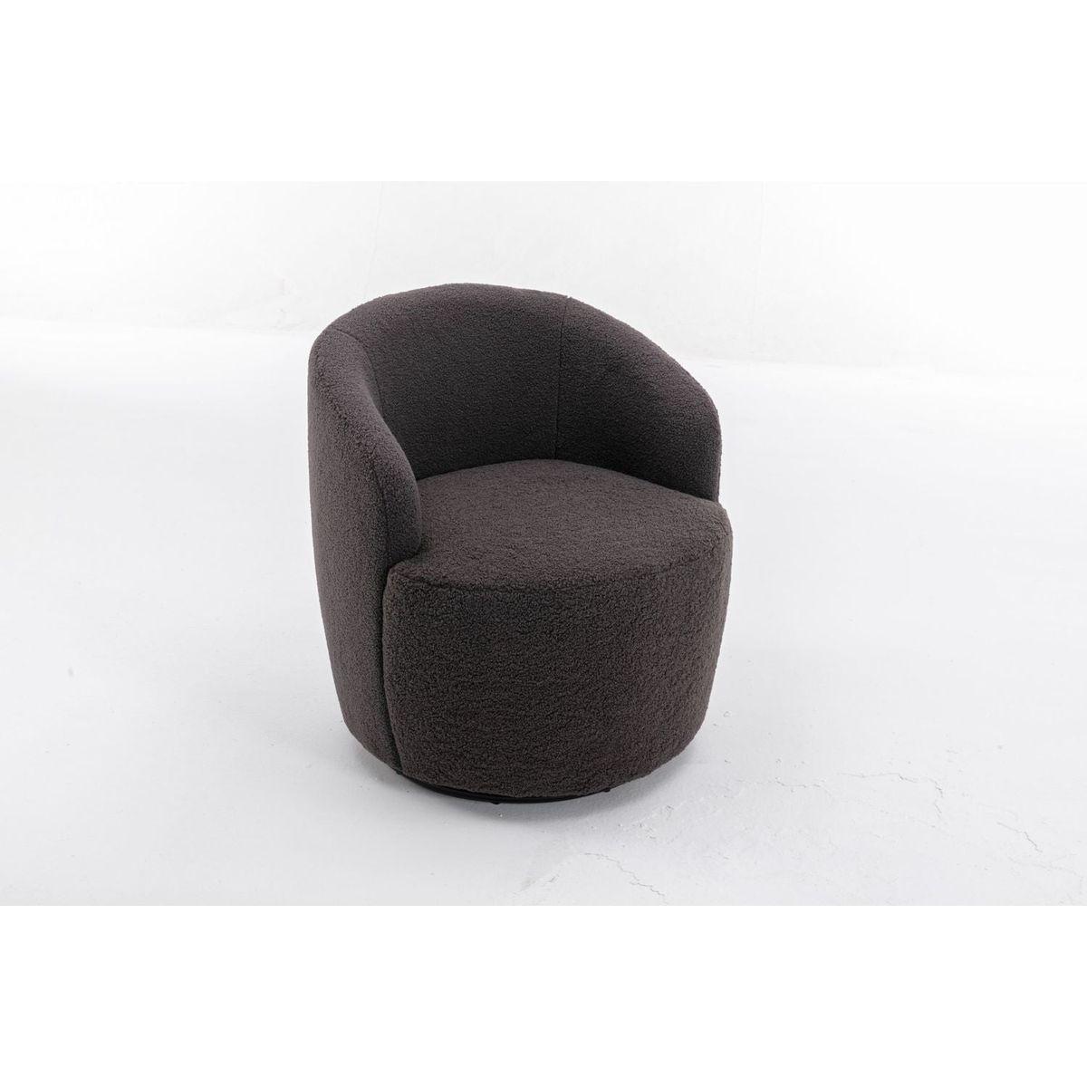 Teddy Fabric Swivel Accent Armchair Barrel Chair With Black Powder Coating Metal Ring,Dark Gray