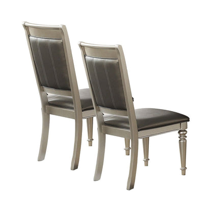 Dining Chairs With Tufted Back, Silver (Set Of 2)