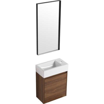 18 Inch Floating Small Bathroom Vanity With Single Sink, Suitable For Small Bathroom-BVB03018BRE