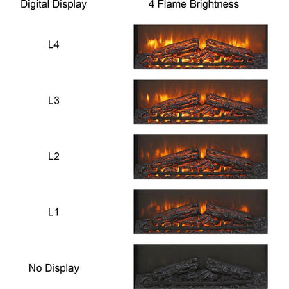 26 inch electric fireplace insert, ultra thin heater with log set & realistic flame, remote control with timer, overheating protection - Streamdale Furniture