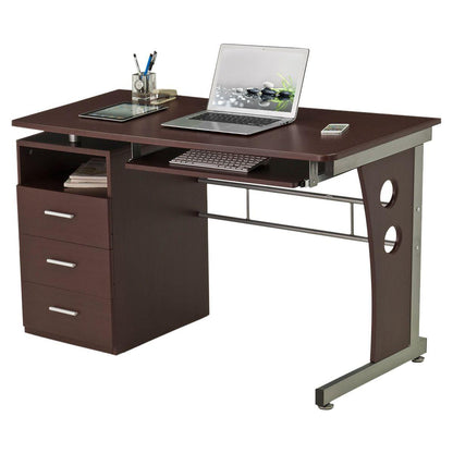 Computer Desk with Ample Storage, Chocolate