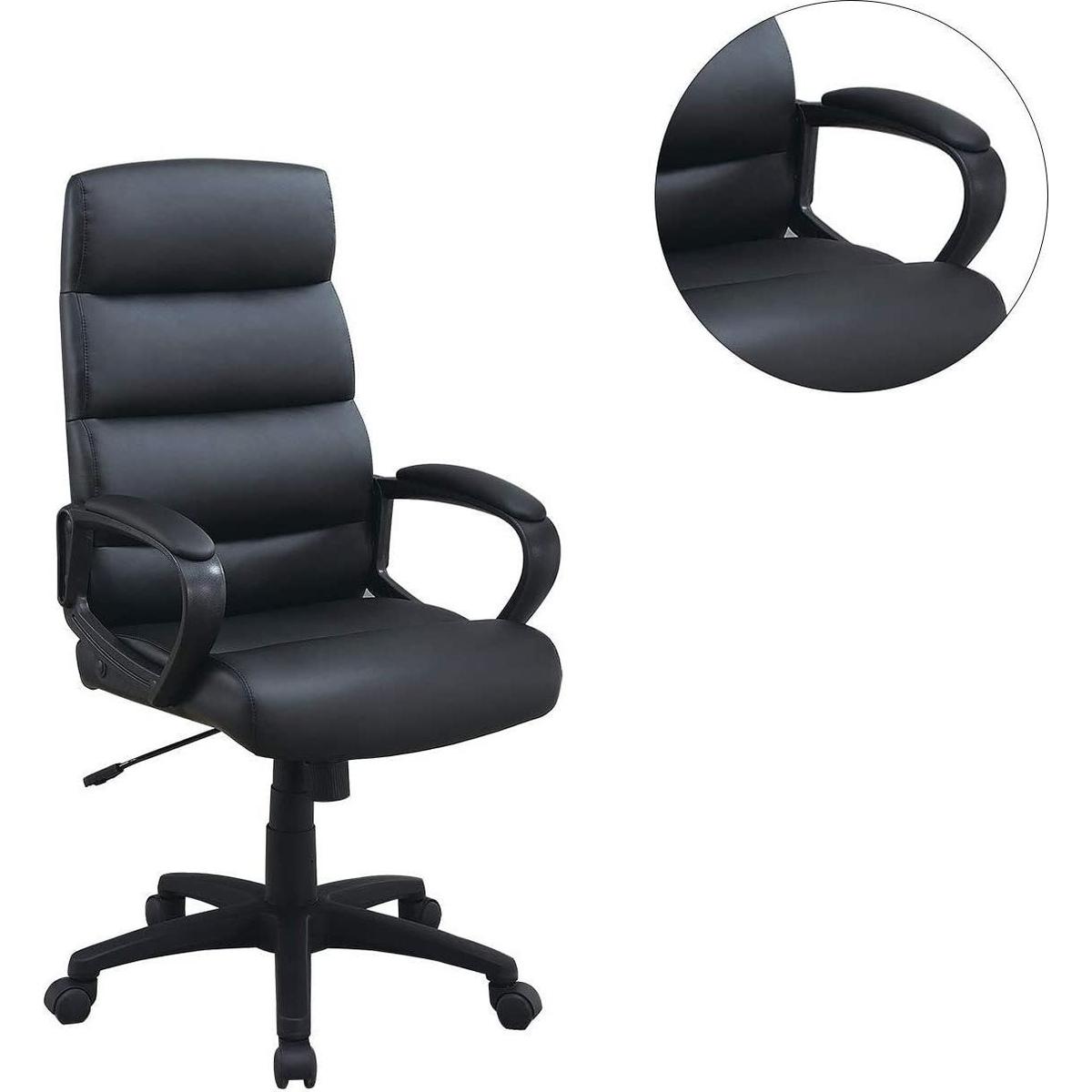 Black Faux leather Cushioned Upholstered 1pc Office Chair Adjustable Height Desk Chair Relax