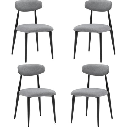 (Set of 4) Modern Dining Chairs, Curved Backrest Round Upholstered and Metal Frame, Grey