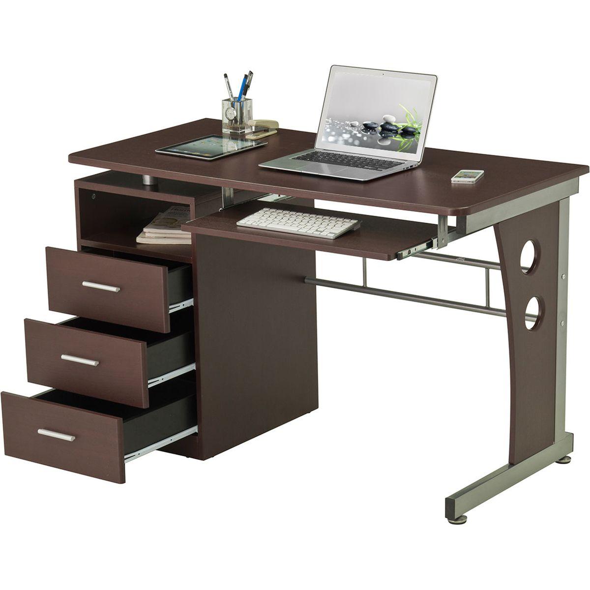 Computer Desk with Ample Storage, Chocolate