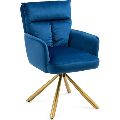 Dark Blue Velvet Contemporary High-Back Upholstered Swivel Accent Chair