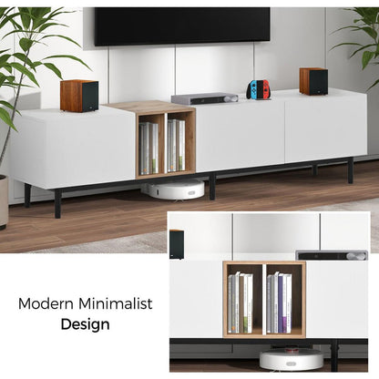 Modern TV Stand for 80" TV with 3 Doors, Media Console Table, Entertainment Center with Large Storage Cabinet for Living Room, Bedroom