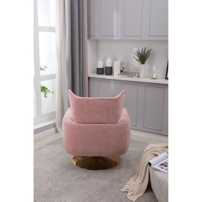 Classic Mid-Century 360-degree Swivel Accent Chair, Pink Linen