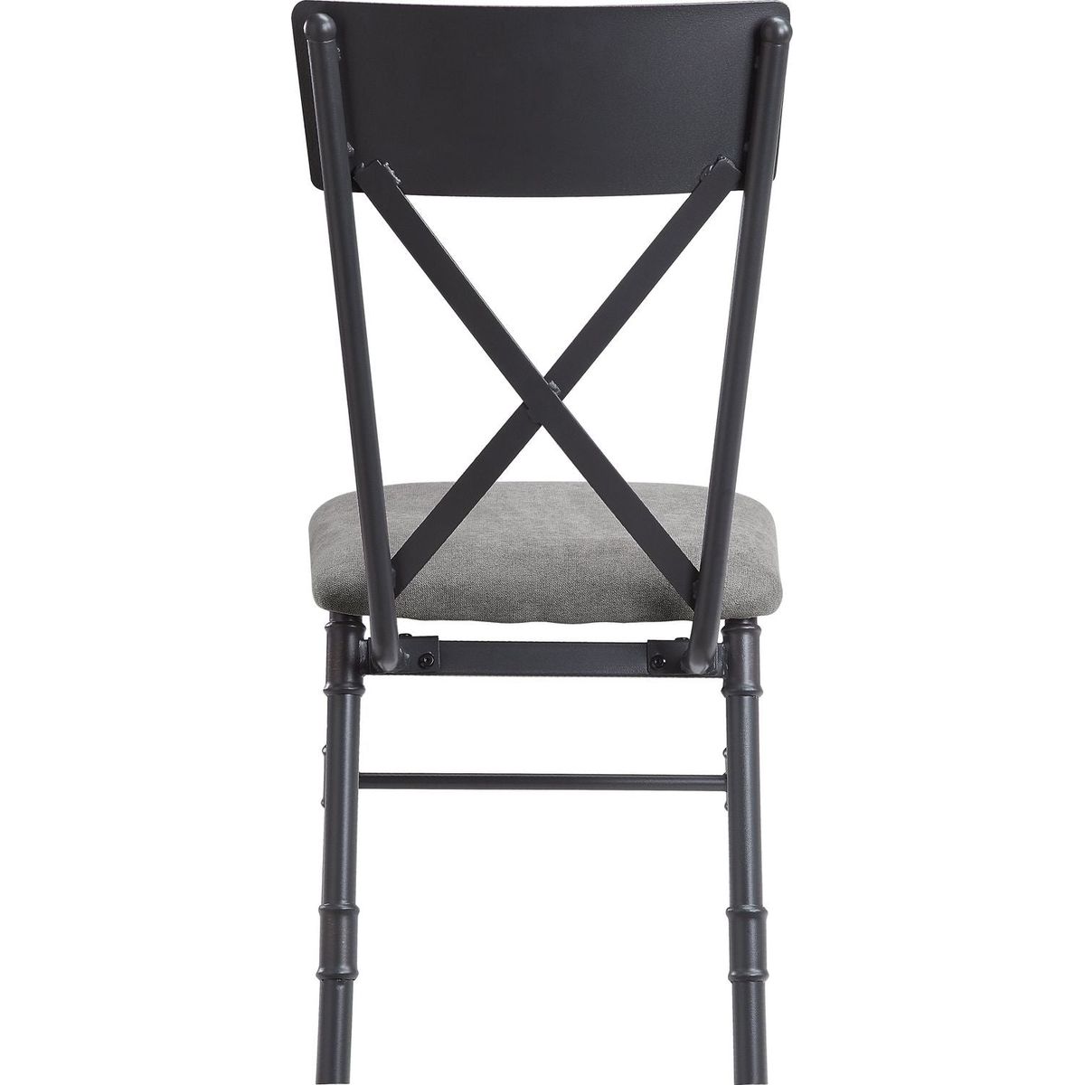 Edina Side Chair (Set-2), Gray Fabric, Oak & Sandy Black Finish