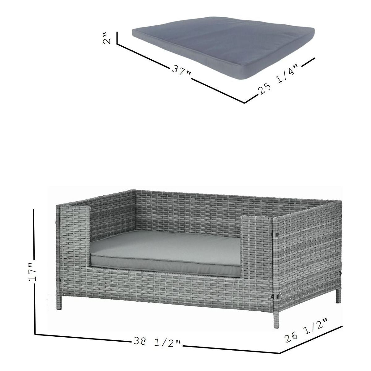 Dog Bed, Pet Bed, Pet Enclosures, Pet Outdoor Furniture, Pet Patio Furniture, Seasonal PE Wicker Pet Furniture, Dog Bed With Cushion