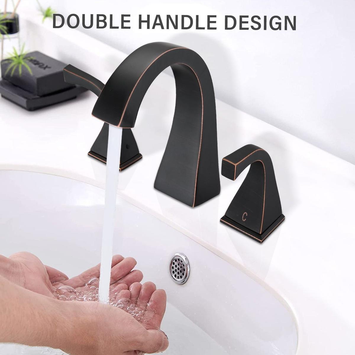 2-Handle Bathroom Sink Faucet with Drain, Oil Rubbed Bronze