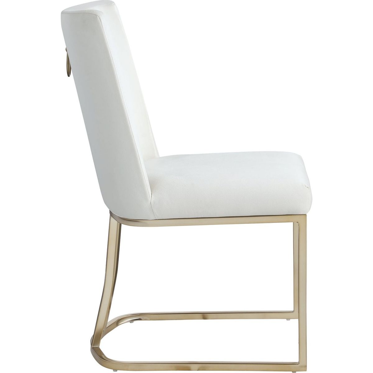 Dining Chairs, Velvet Upolstered Side Chair, Gold Metal Legs (Set of 2) - White