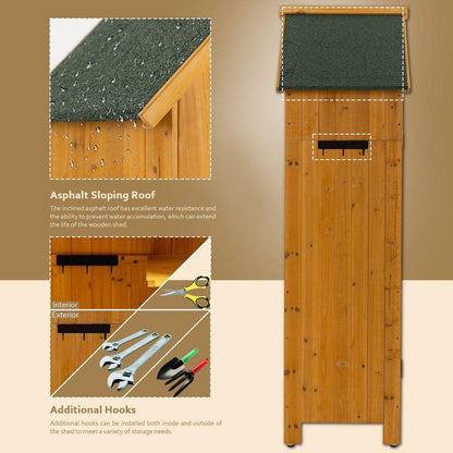 30.3" L X 21.3" W X 70.5" H Outdoor Storage Cabinet Tool Shed Wooden Garden Shed Natural